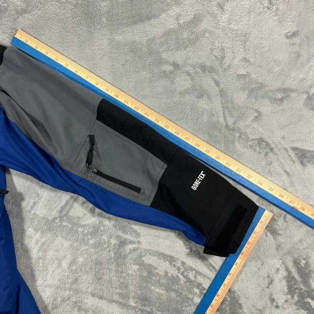 The North Face Rain Jacket Mens Large Blue Good Gore-Tex Packable Hood Full Zip